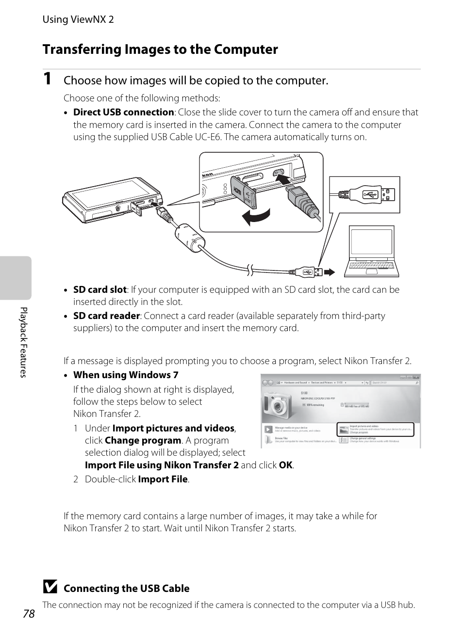 Transferring images to the computer | COOLPIX by Nikon S100 User Manual | Page 96 / 236