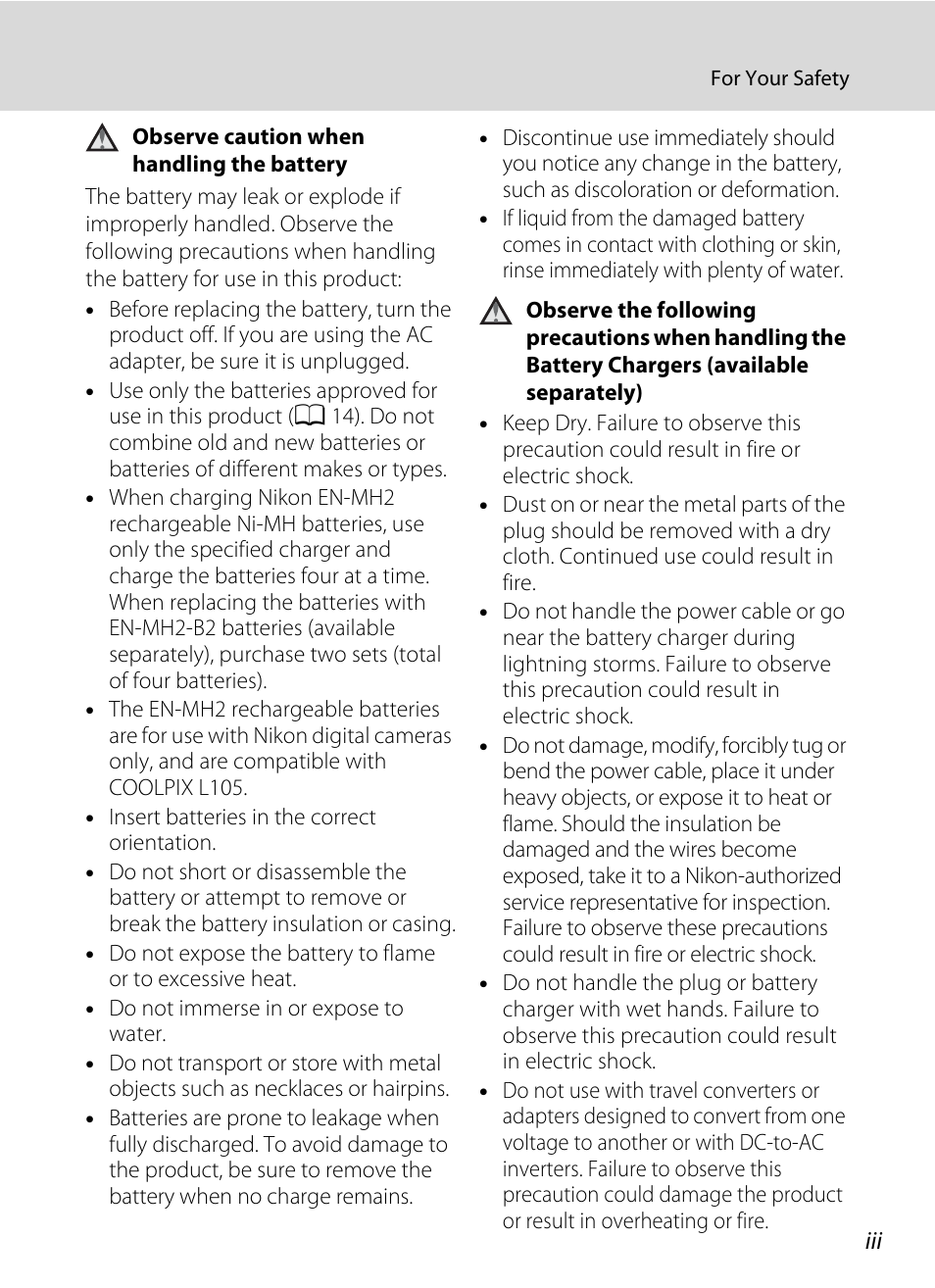 Nikon L105 User Manual | Page 5 / 152