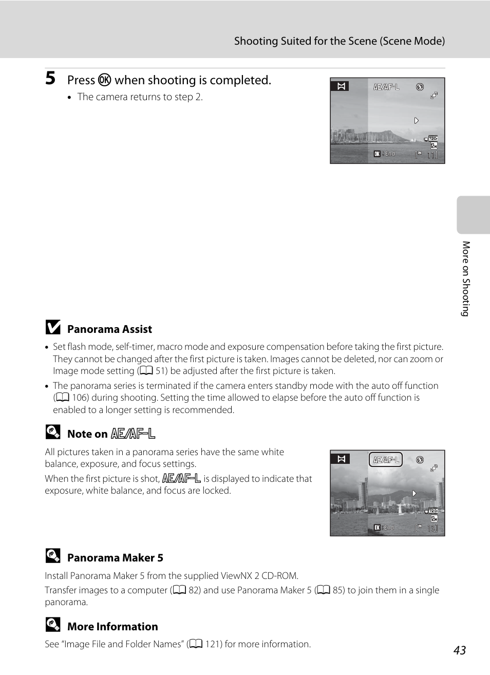 Press k when shooting is completed | Nikon L105 User Manual | Page 55 / 152