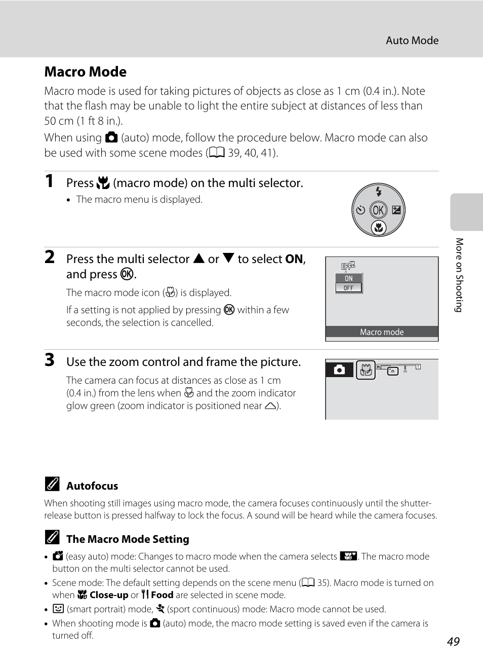 Macro mode, A 49), 49) on the m | A 49) will, A 49) a, A 49) an, A 49) to | Nikon L105 User Manual | Page 61 / 152