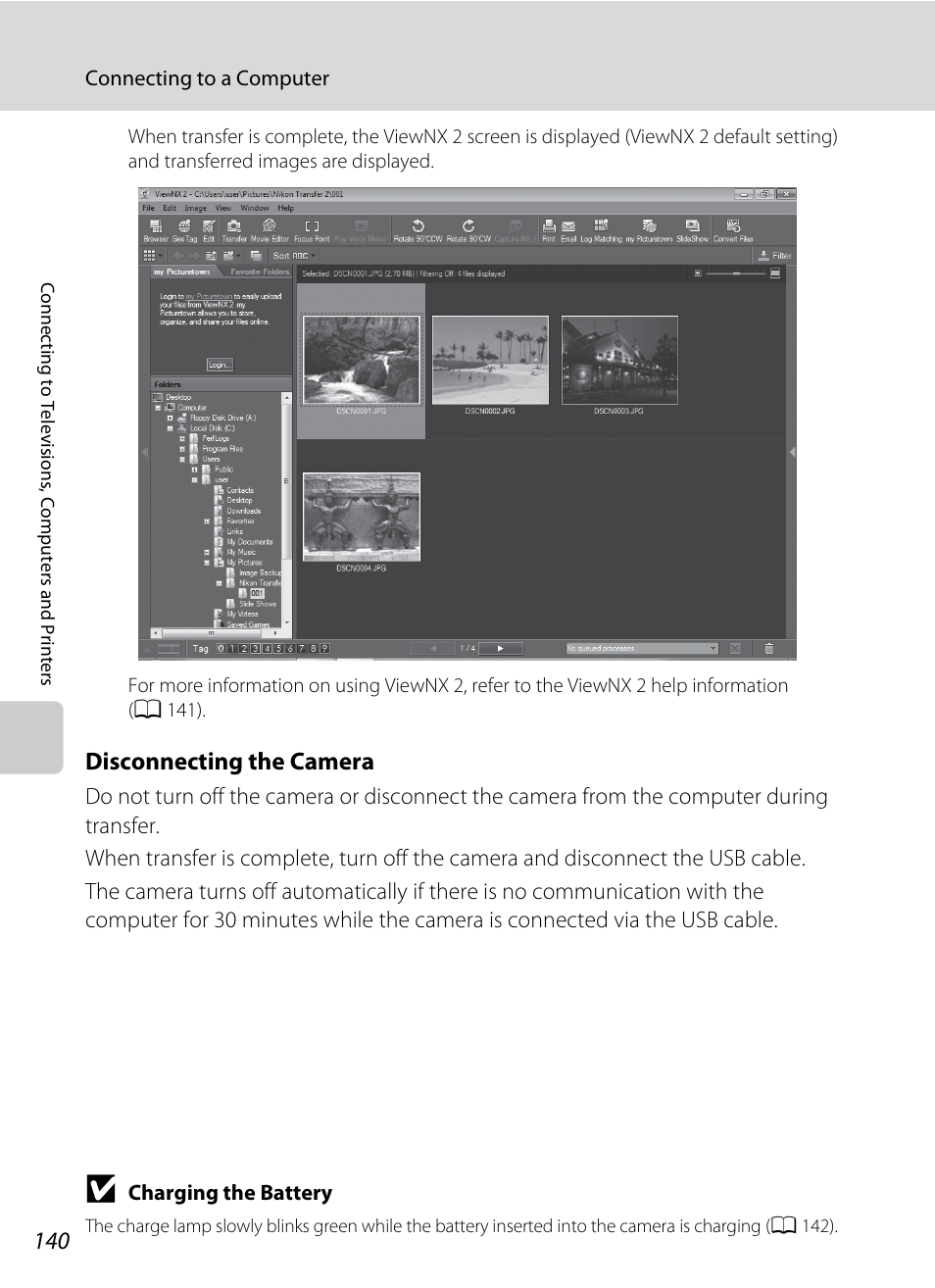 Disconnecting the camera | Nikon S6100 User Manual | Page 152 / 216