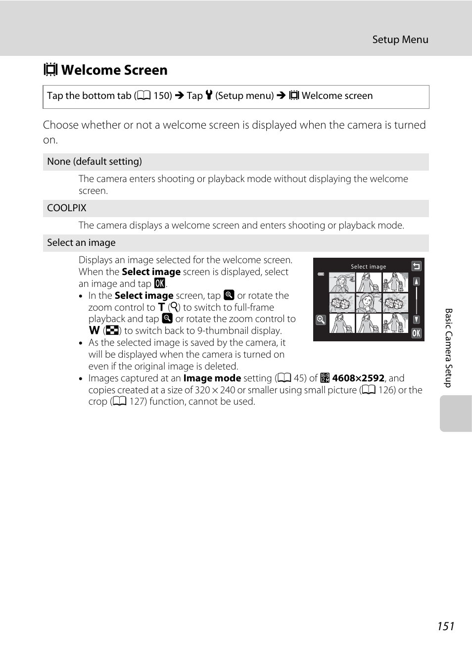 Welcome screen, A 151, C welcome screen | Nikon S6100 User Manual | Page 163 / 216