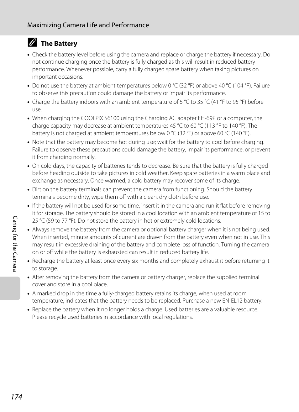 The battery, A 174), A 174), be | Nikon S6100 User Manual | Page 186 / 216
