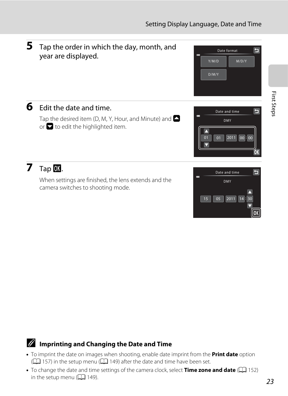 Edit the date and time, Tap i | Nikon S6100 User Manual | Page 35 / 216