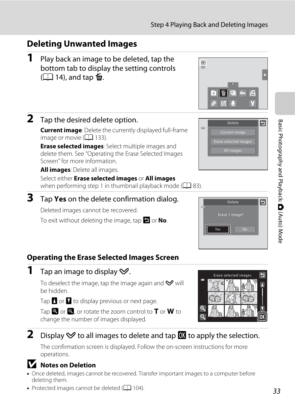 Deleting unwanted images | Nikon S6100 User Manual | Page 45 / 216