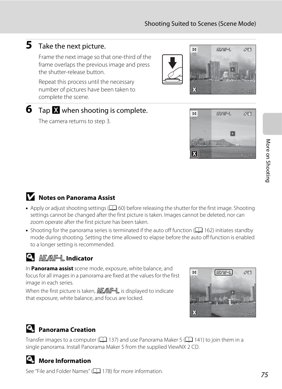 Take the next picture, Tap h when shooting is complete | Nikon S6100 User Manual | Page 87 / 216