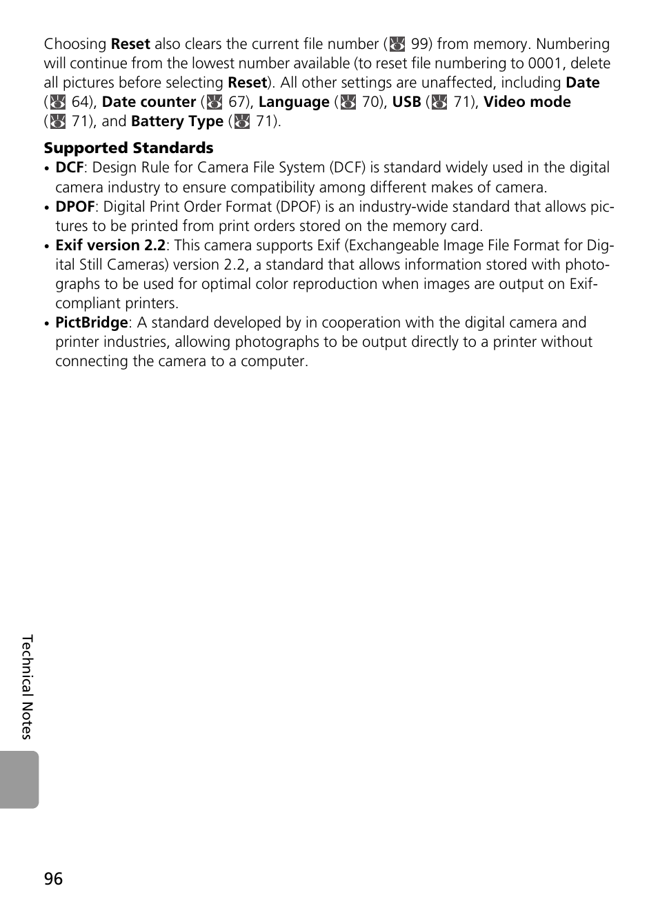 Supported standards | Nikon L2 - L3 User Manual | Page 108 / 120