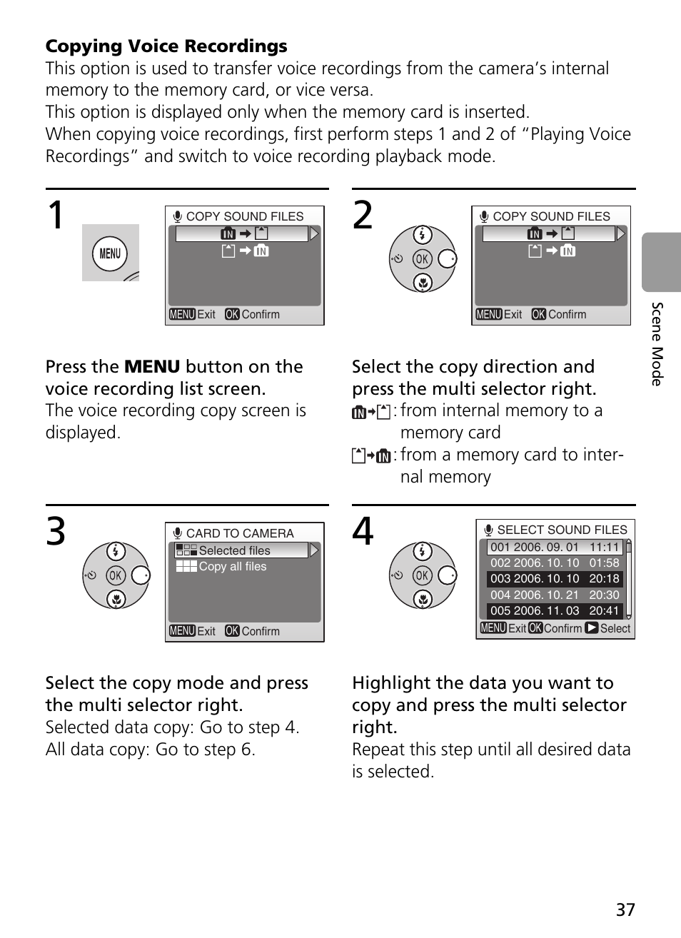 Copying voice recordings | Nikon L2 - L3 User Manual | Page 49 / 120