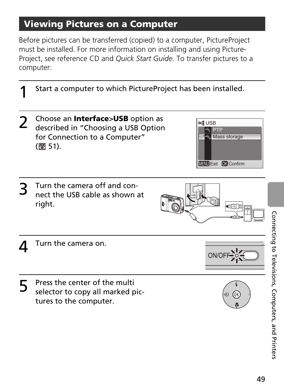 4 turn the camera on, Viewing pictures on a computer | Nikon L2 - L3 User Manual | Page 61 / 120