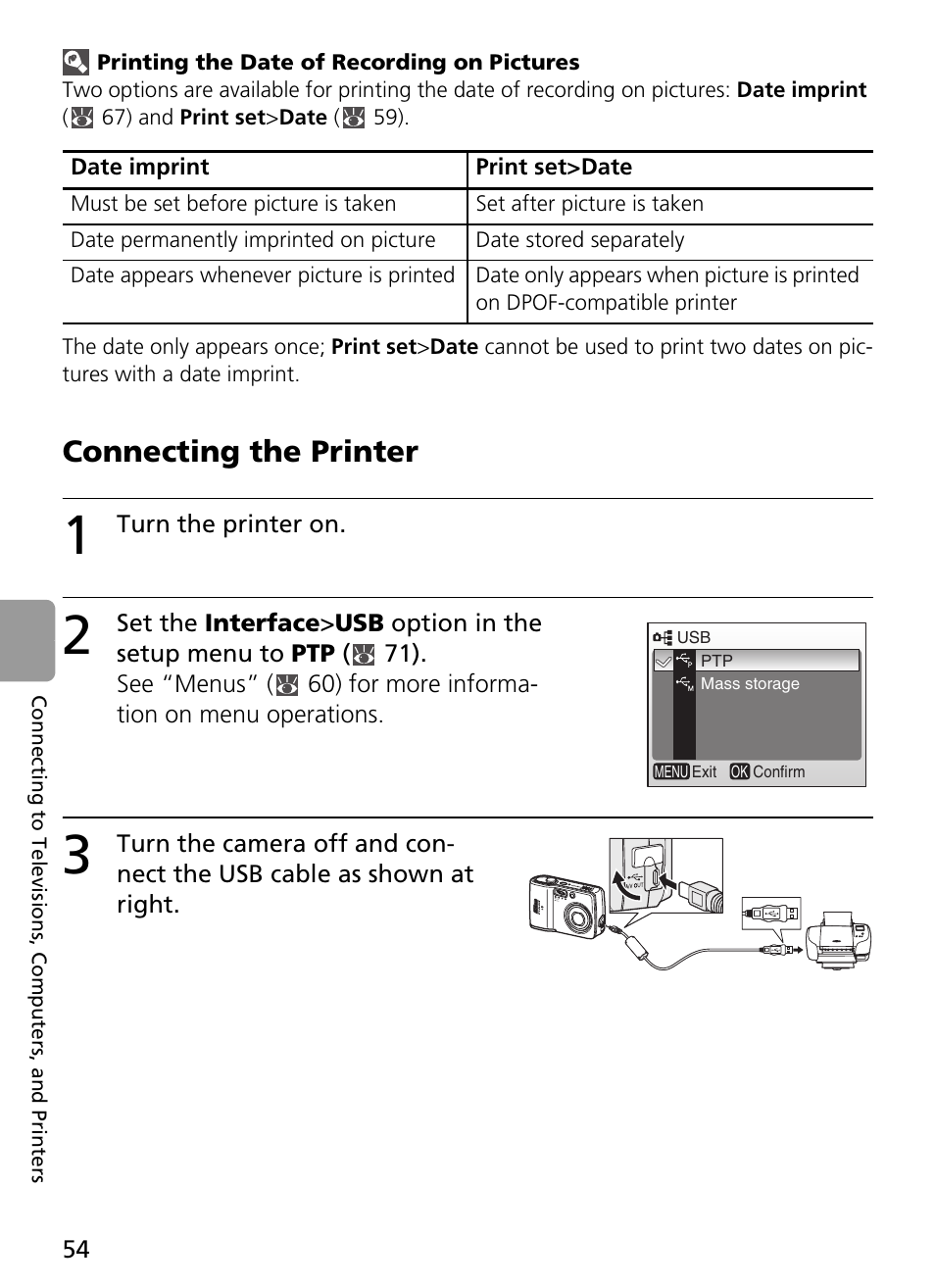 1 turn the printer on, Connecting the printer | Nikon L2 - L3 User Manual | Page 66 / 120