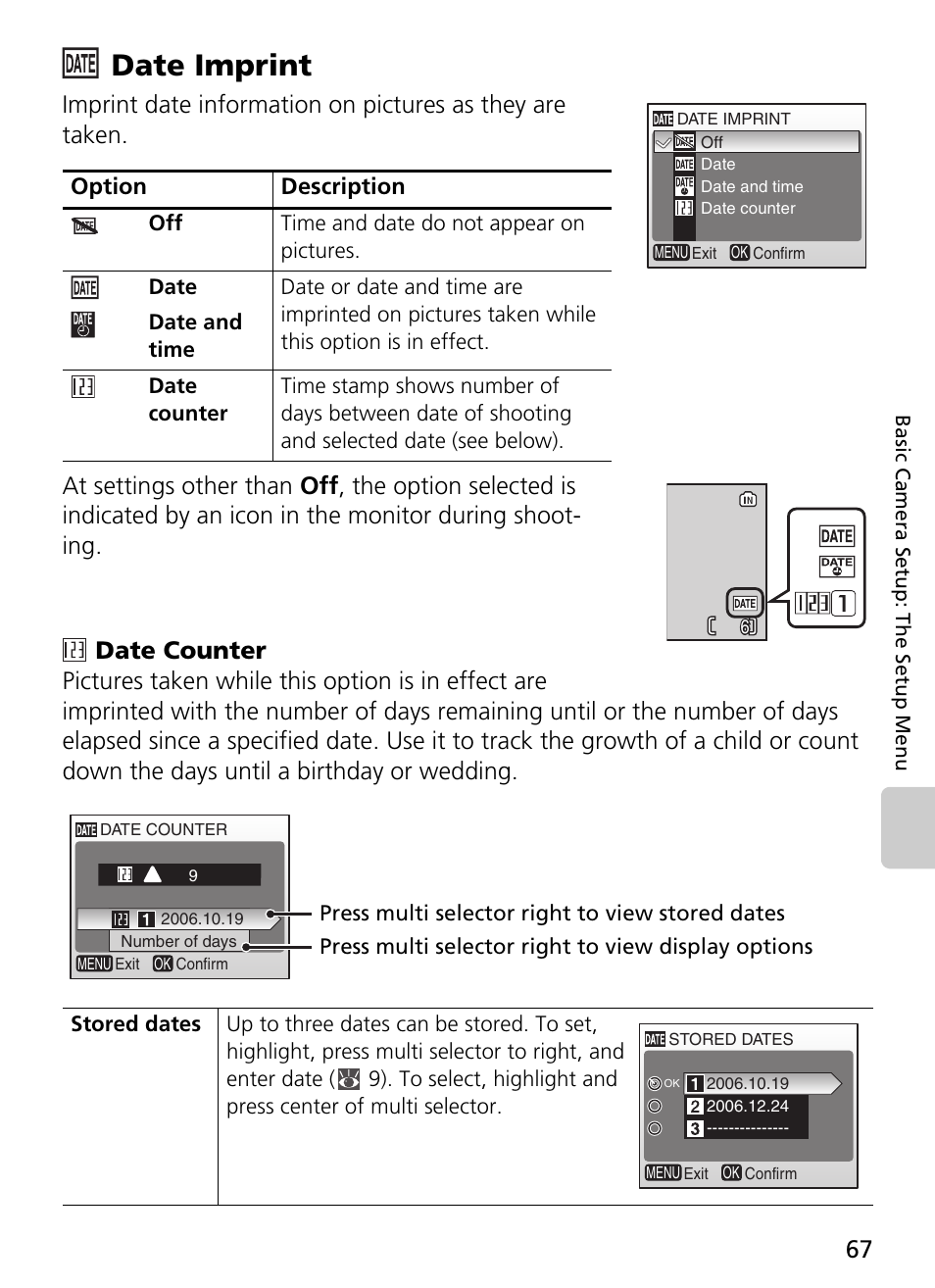 Date imprint, 67) and | Nikon L2 - L3 User Manual | Page 79 / 120