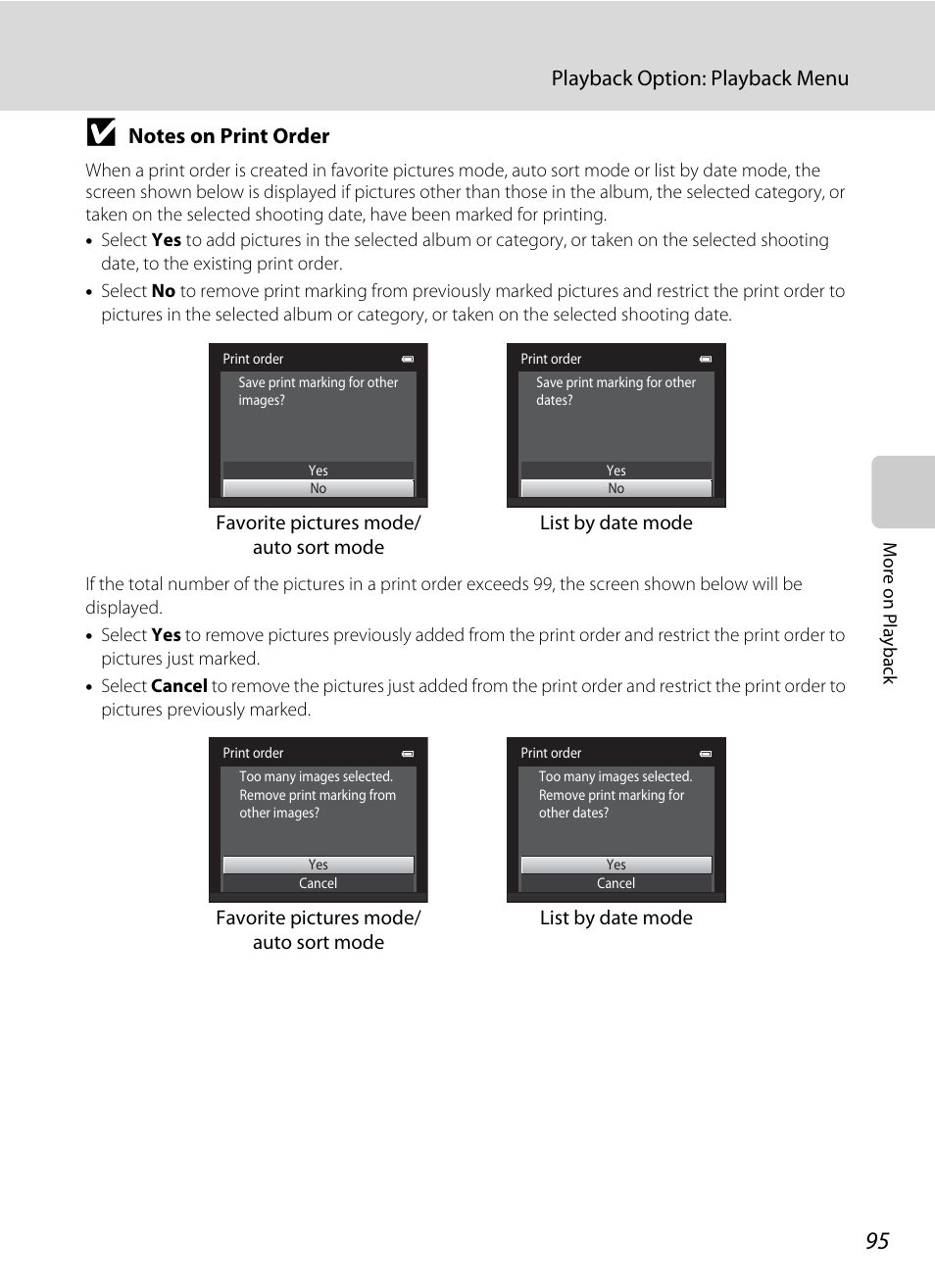 Playback option: playback menu | Nikon S3100 User Manual | Page 107 / 196