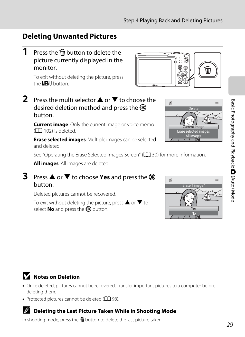Deleting unwanted pictures | Nikon S3100 User Manual | Page 41 / 196