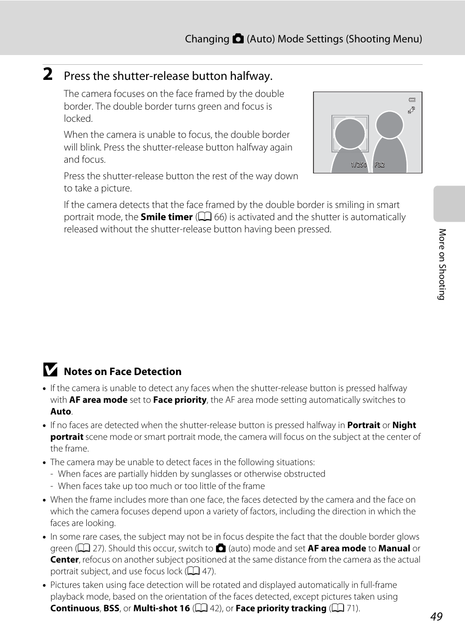 Press the shutter-release button halfway | Nikon S3100 User Manual | Page 61 / 196