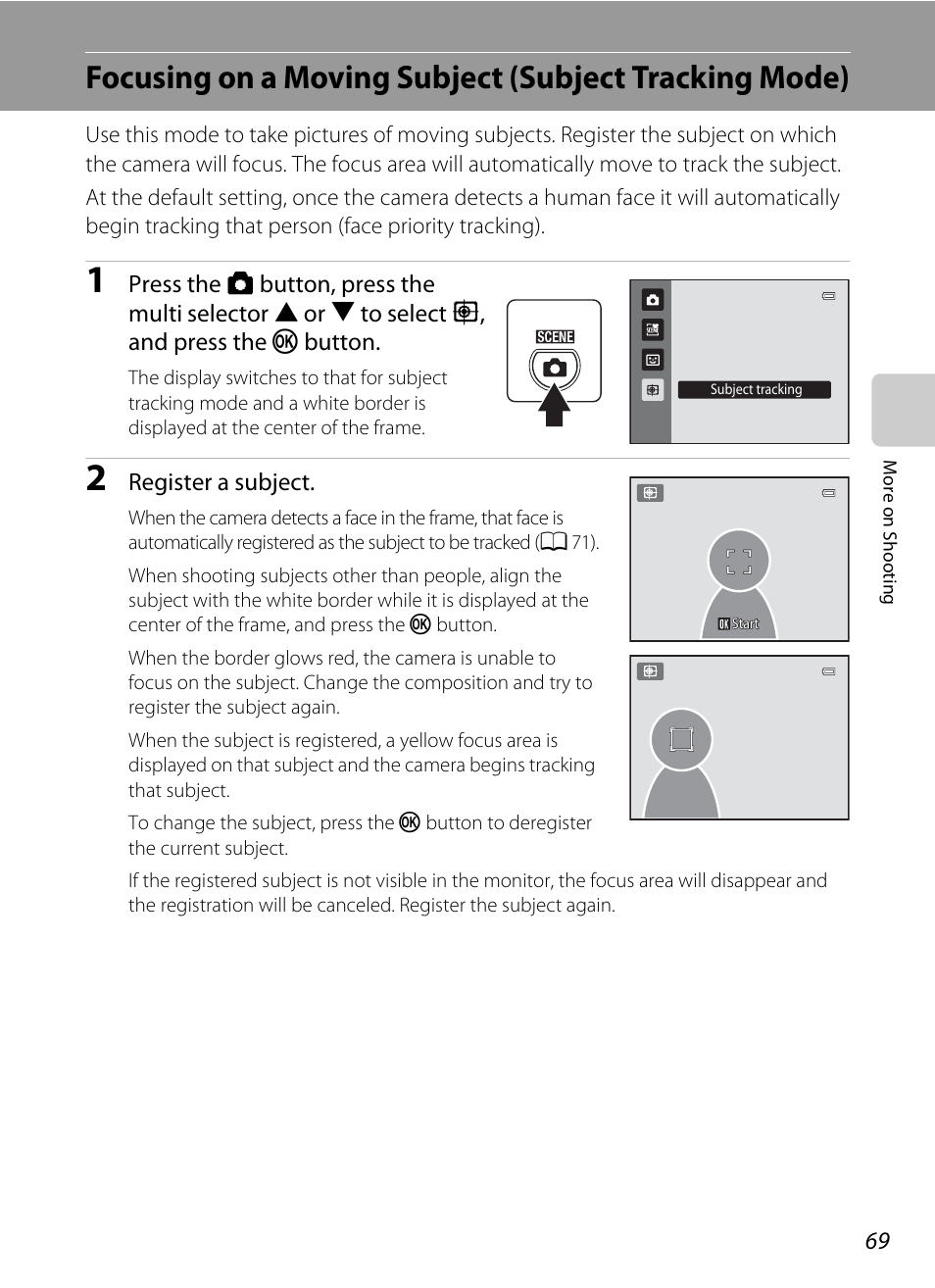 A 69, A 69) | Nikon S3100 User Manual | Page 81 / 196