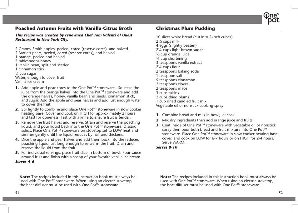 Poached autumn fruits with vanilla-citrus broth, Christmas plum pudding | Crock-Pot OnePot User Manual | Page 27 / 27