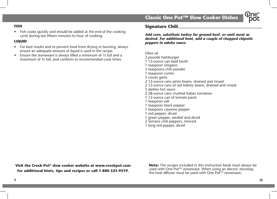 Classic one pot™ slow cooker dishes | Crock-Pot OnePot User Manual | Page 6 / 27