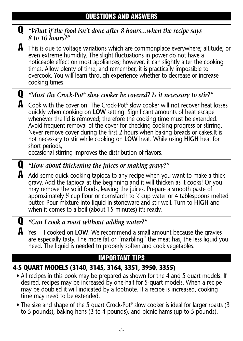 Crock-Pot 3950 User Manual | Page 5 / 18
