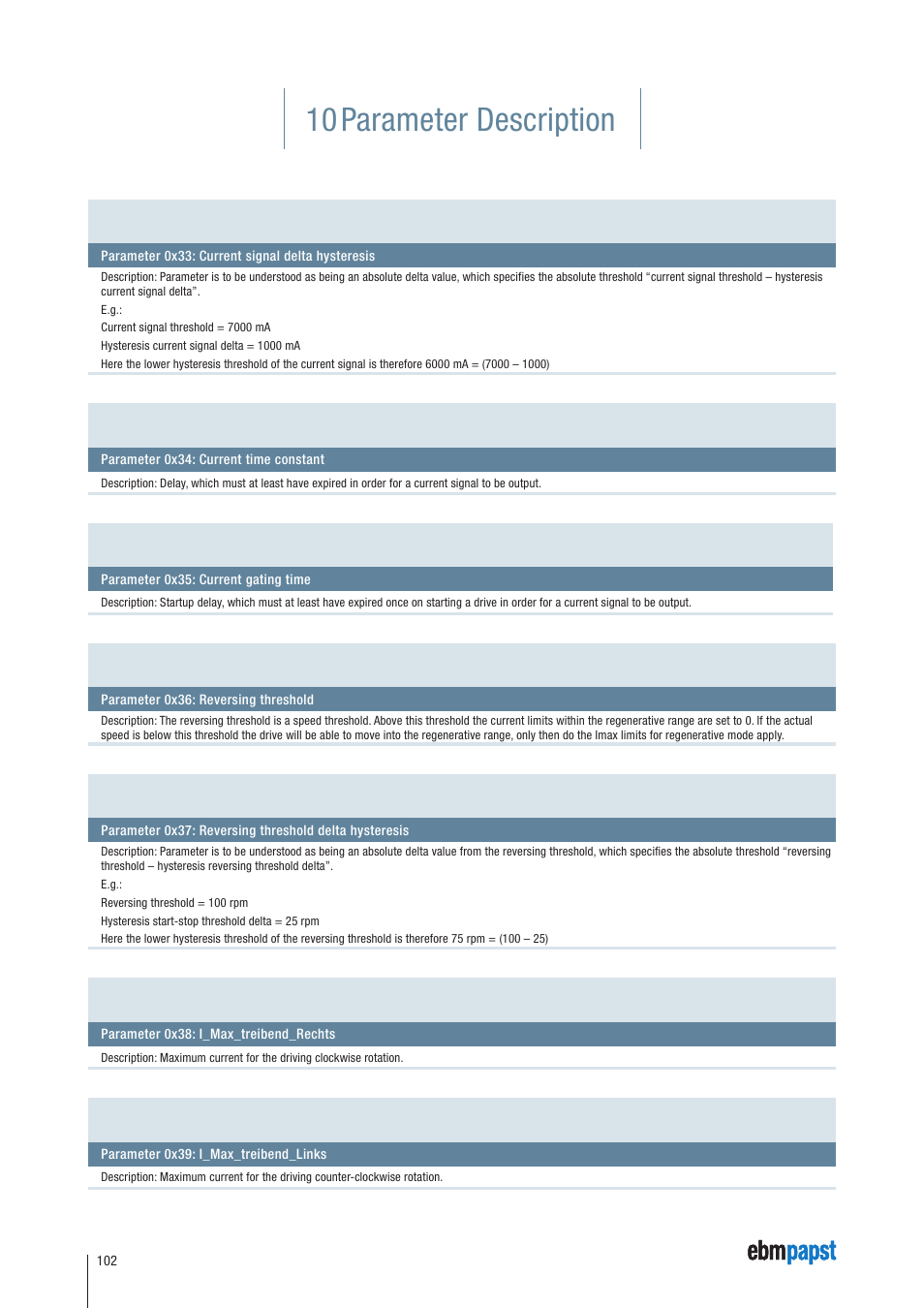 10 parameter description | ebm-papst ECI-63.XX-K4 User Manual | Page 102 / 112