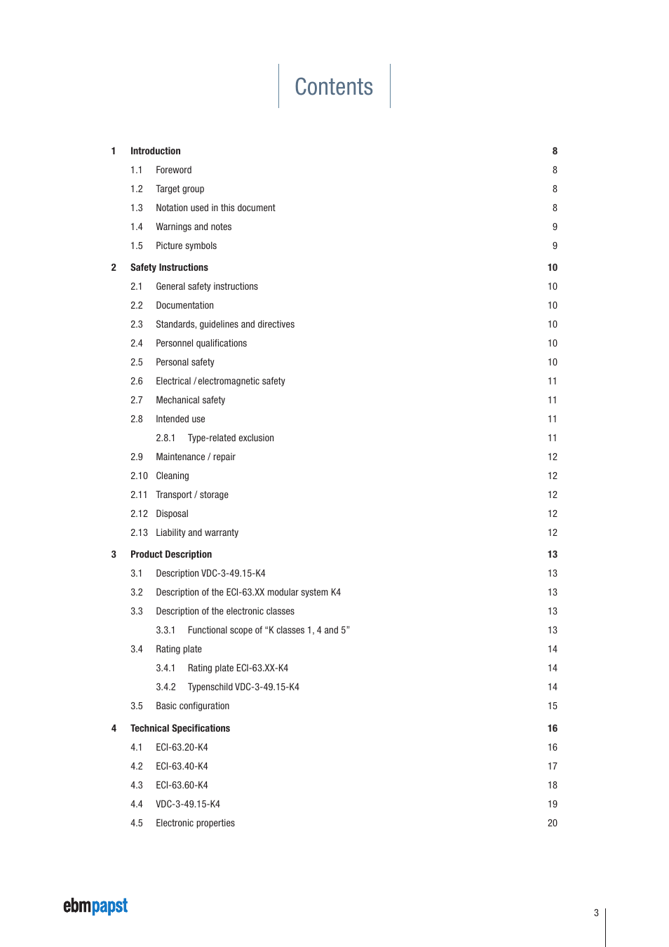 ebm-papst ECI-63.XX-K4 User Manual | Page 3 / 112
