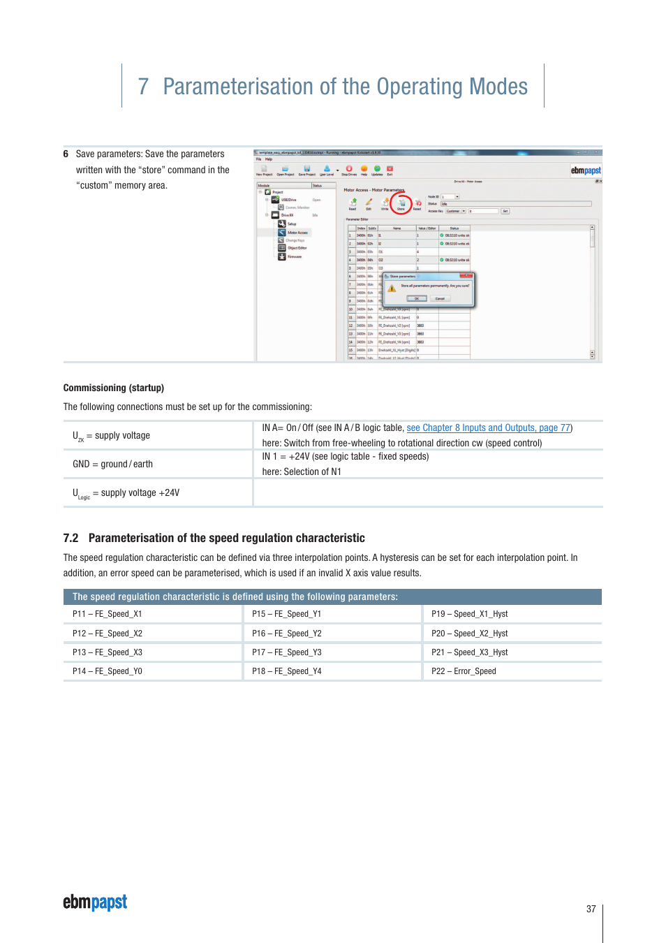 7 parameterisation of the operating modes | ebm-papst ECI-63.XX-K4 User Manual | Page 37 / 112