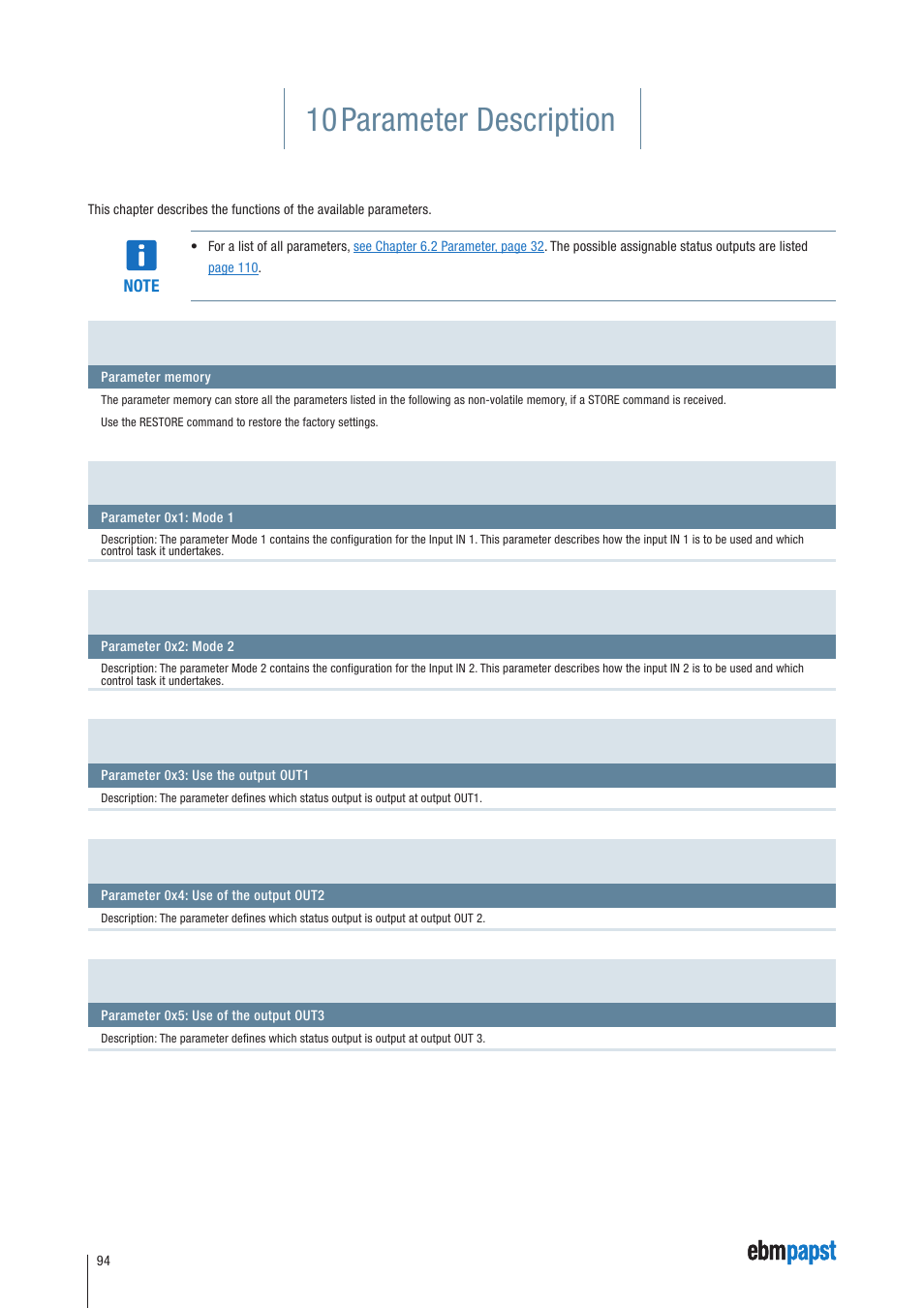 10 parameter description | ebm-papst ECI-63.XX-K4 User Manual | Page 94 / 112