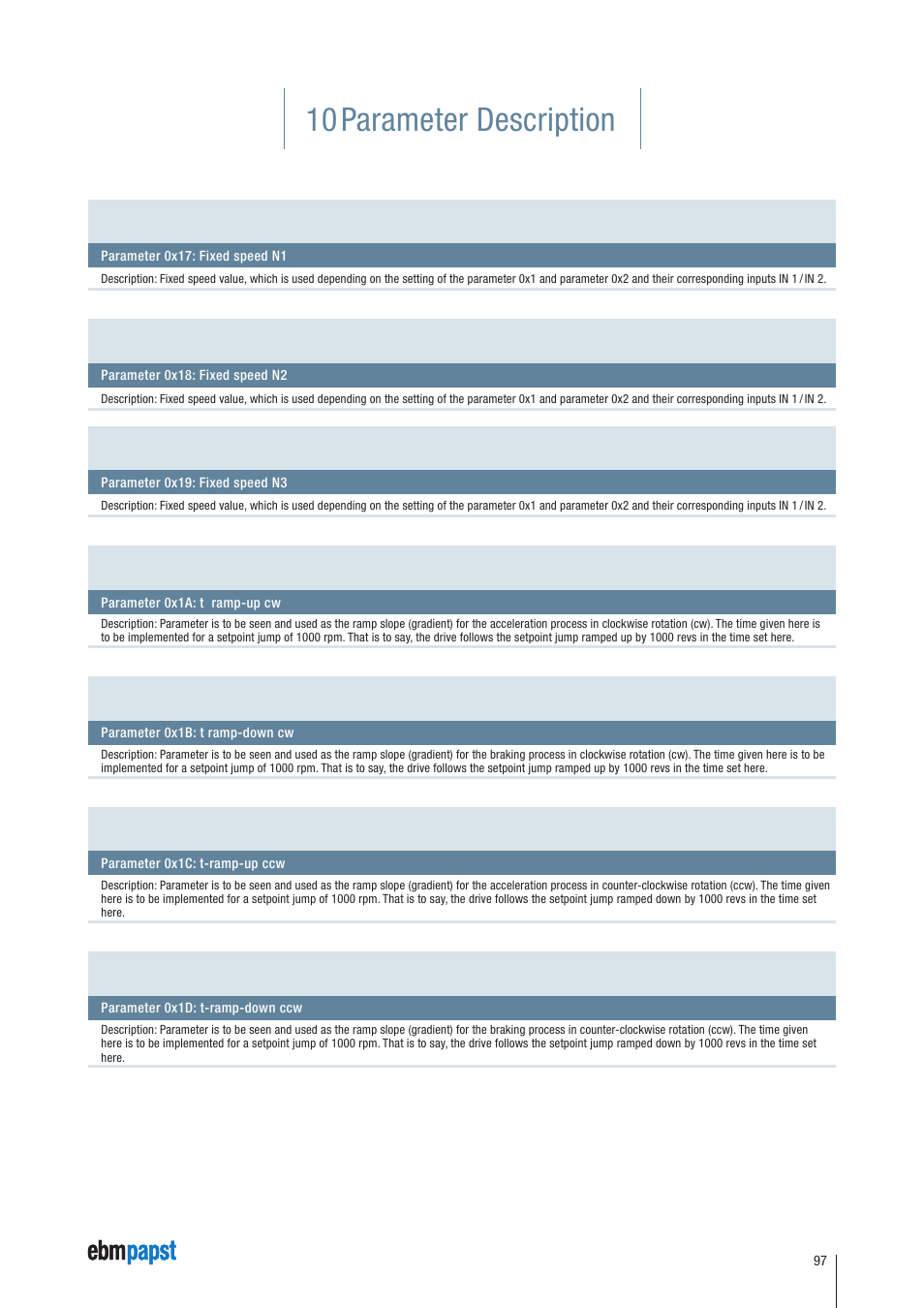10 parameter description | ebm-papst ECI-63.XX-K4 User Manual | Page 97 / 112