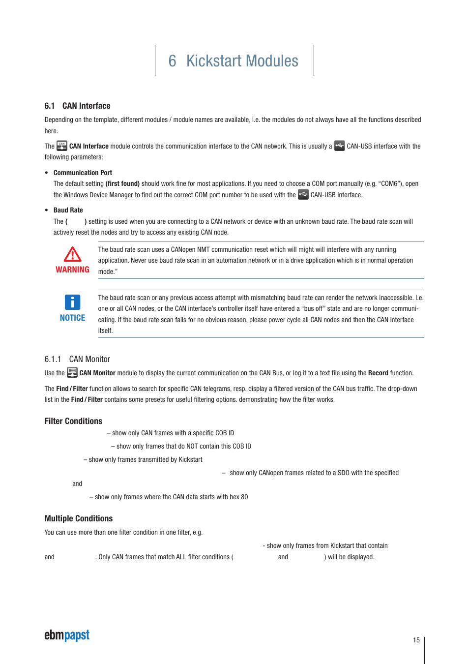 6 kickstart modules, 1 can interface, 1 can monitor | ebm-papst Kickstart User Manual | Page 15 / 33