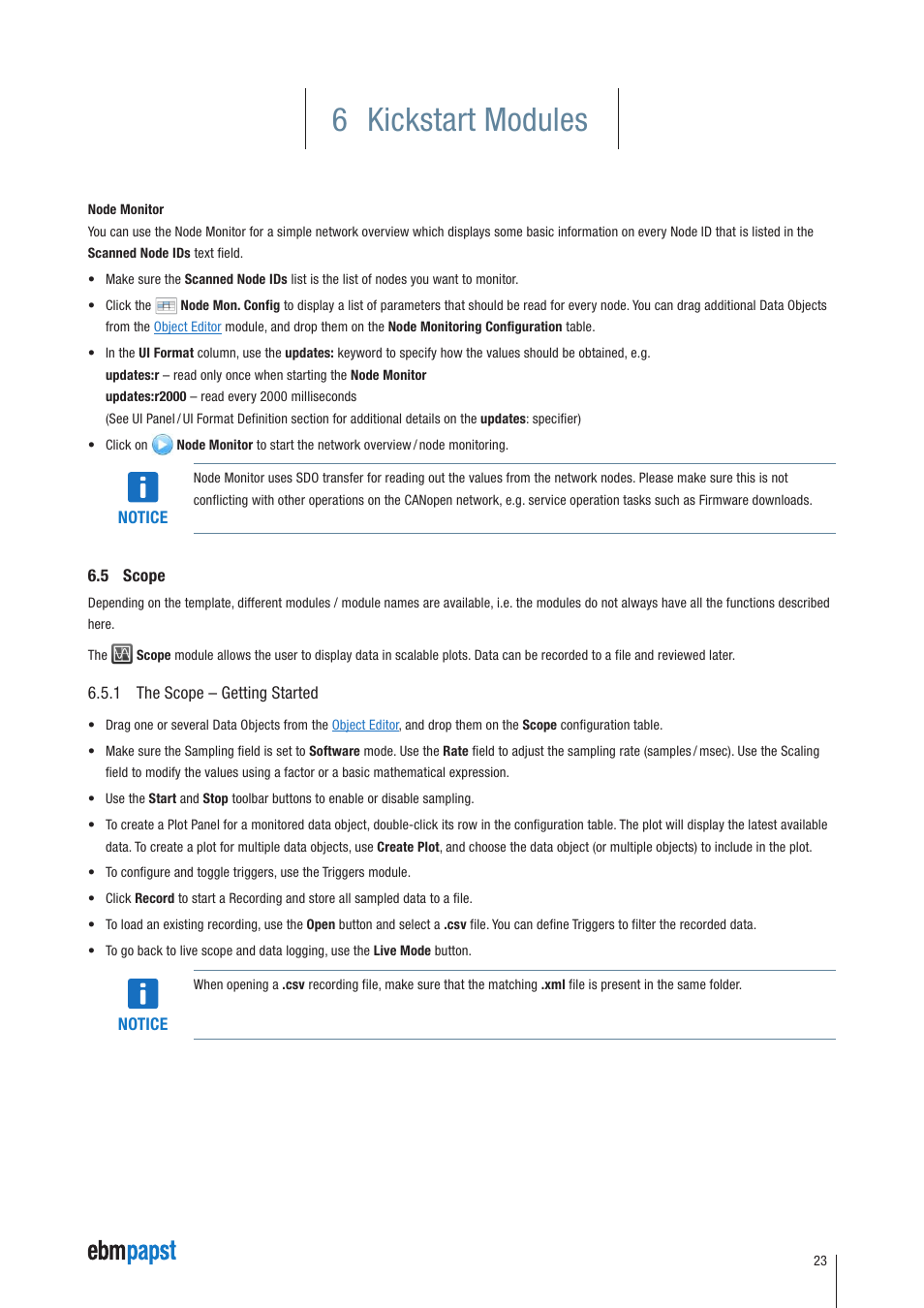 5 scope, 1 the scope – getting started, 6 kickstart modules | ebm-papst Kickstart User Manual | Page 23 / 33