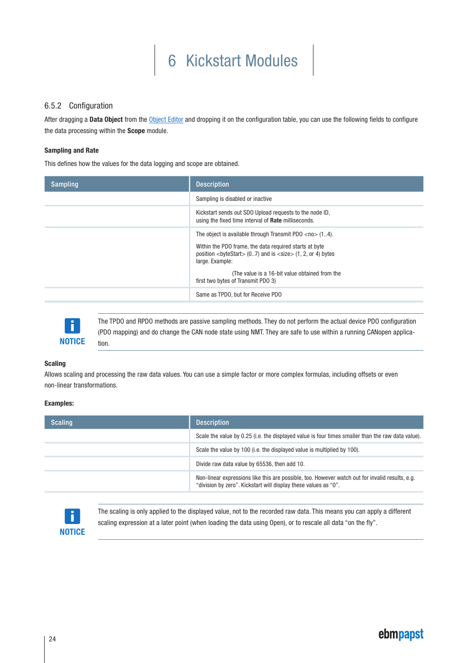2 configuration, 6 kickstart modules | ebm-papst Kickstart User Manual | Page 24 / 33