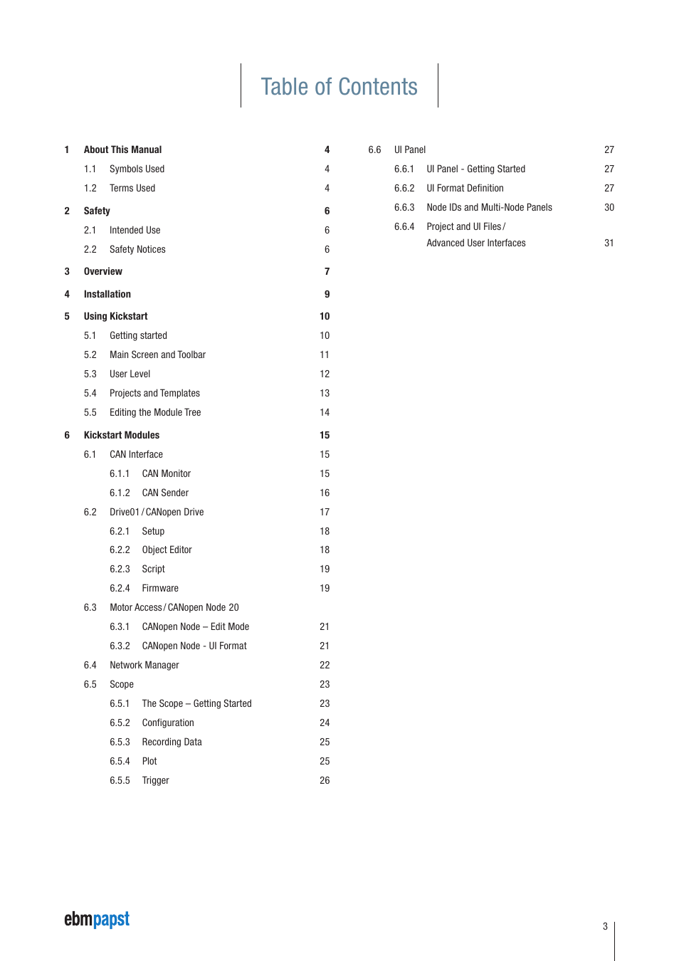 ebm-papst Kickstart User Manual | Page 3 / 33