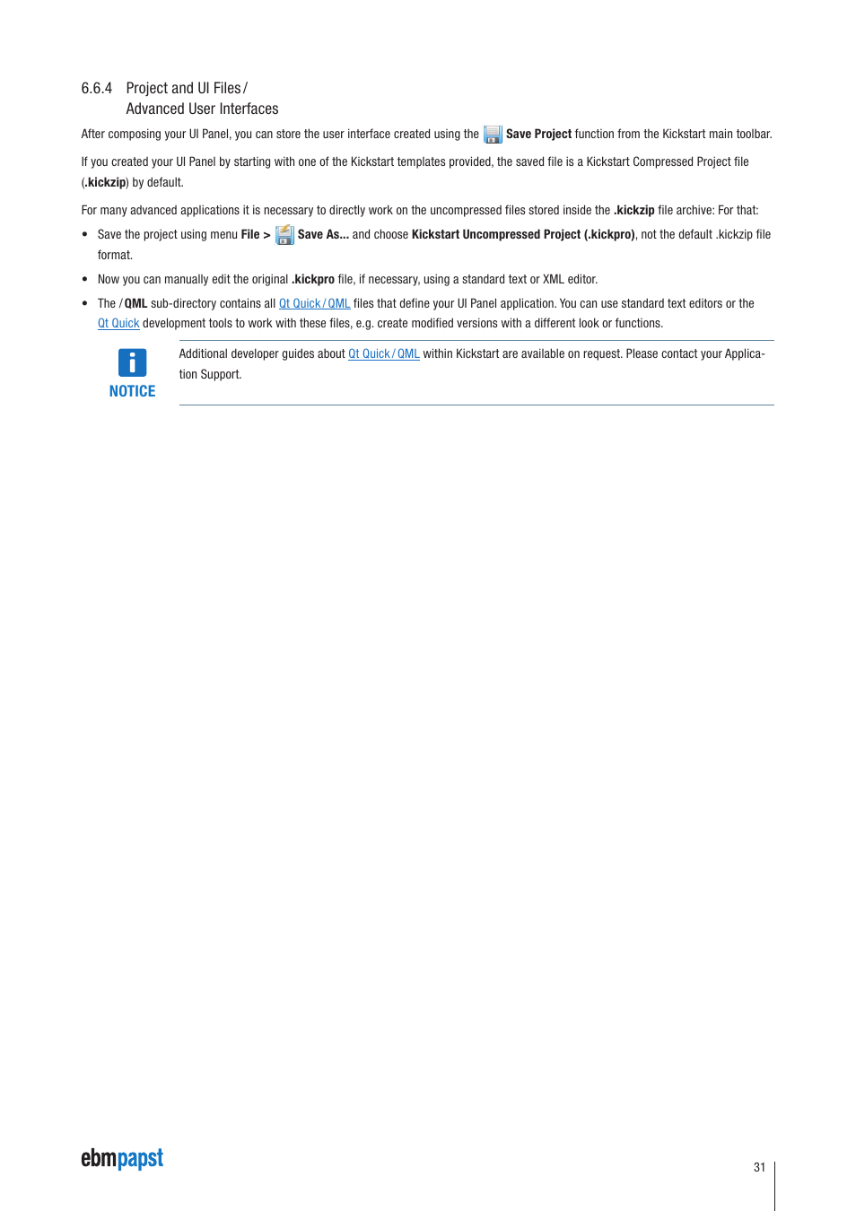4 project and ui files / advanced user interfaces, 4 project and ui files, Advanced user interfaces | ebm-papst Kickstart User Manual | Page 31 / 33