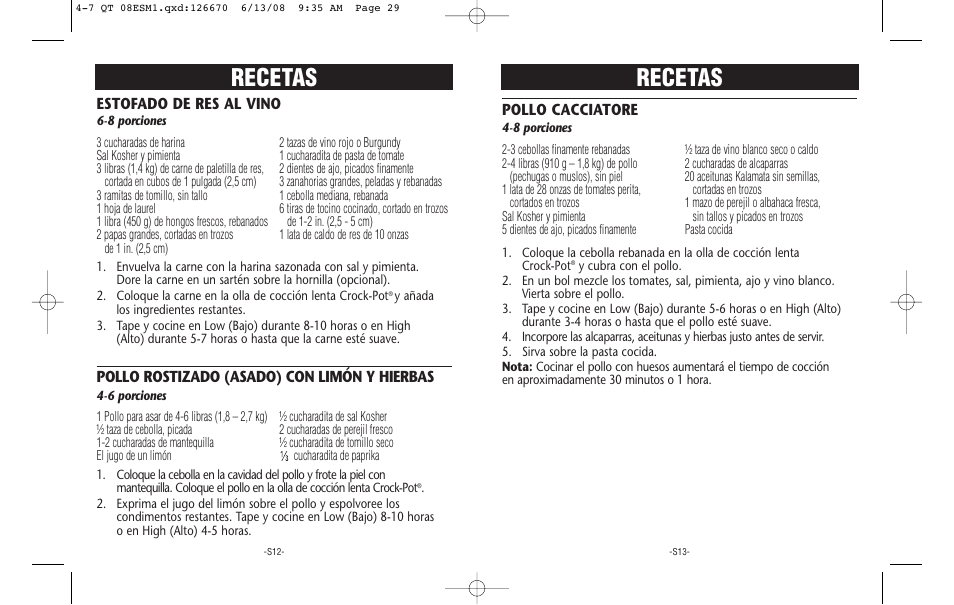Recetas | Crock-Pot 126670-08 User Manual | Page 15 / 17