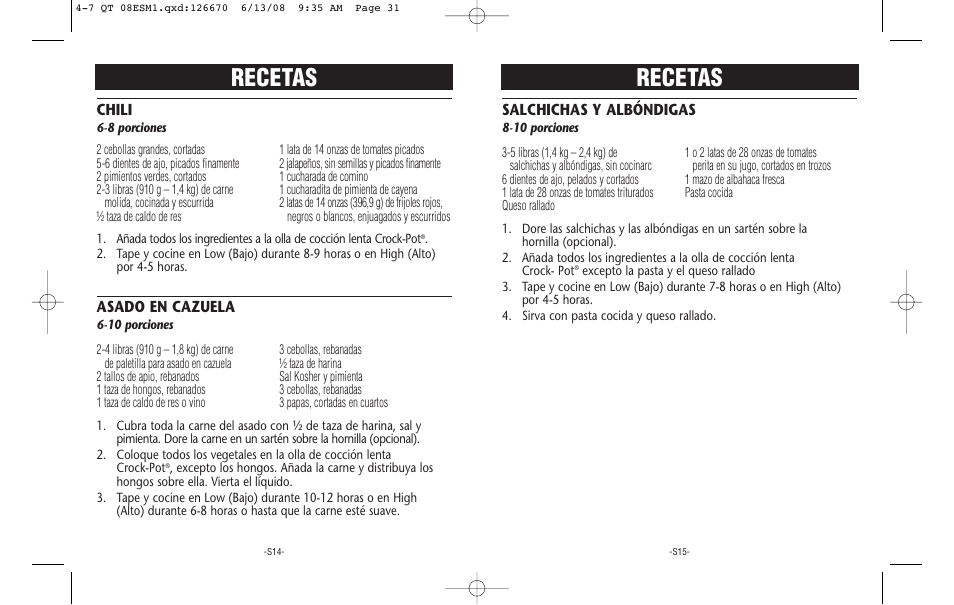 Recetas | Crock-Pot 126670-08 User Manual | Page 16 / 17