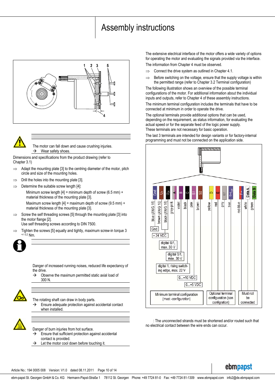 Assembly instructions | ebm-papst VDC-3-49.15 User Manual | Page 10 / 14