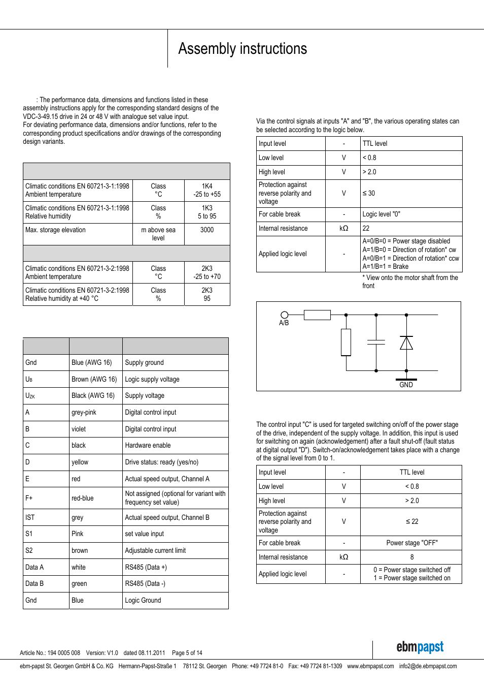 Assembly instructions | ebm-papst VDC-3-49.15 User Manual | Page 5 / 14