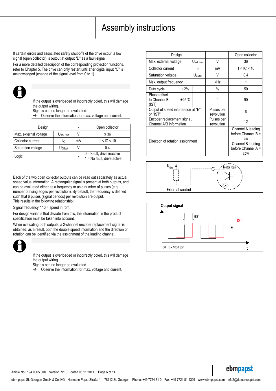 Assembly instructions | ebm-papst VDC-3-49.15 User Manual | Page 6 / 14