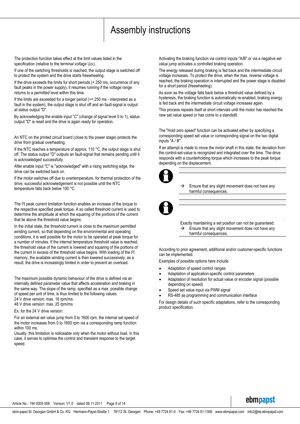 Assembly instructions | ebm-papst VDC-3-49.15 User Manual | Page 9 / 14