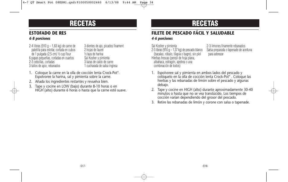 Recetas | Crock-Pot Smart-Pot 4-7 Quart User Manual | Page 18 / 18