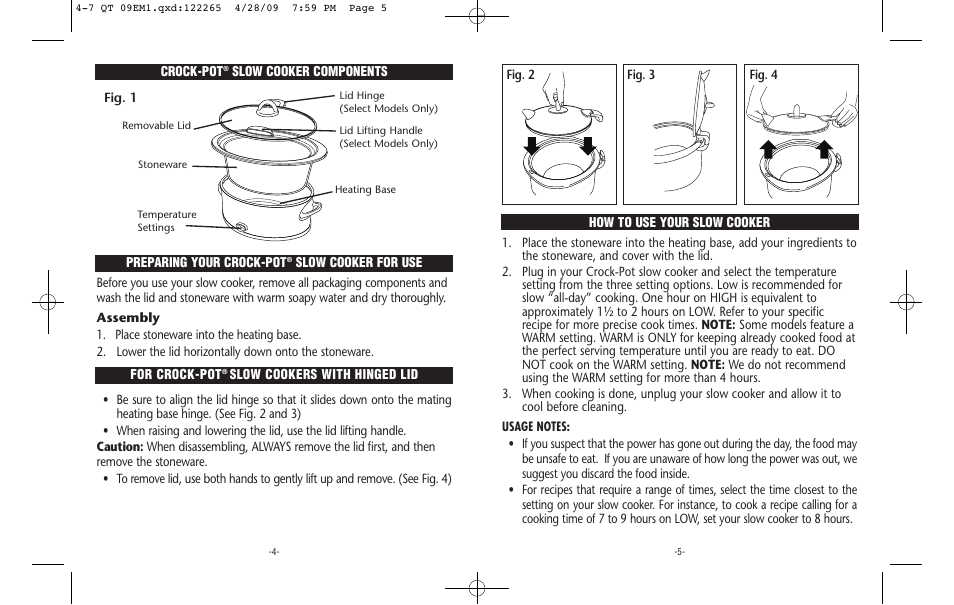 Crock-Pot Classic 4-7 Quart User Manual | Page 3 / 8