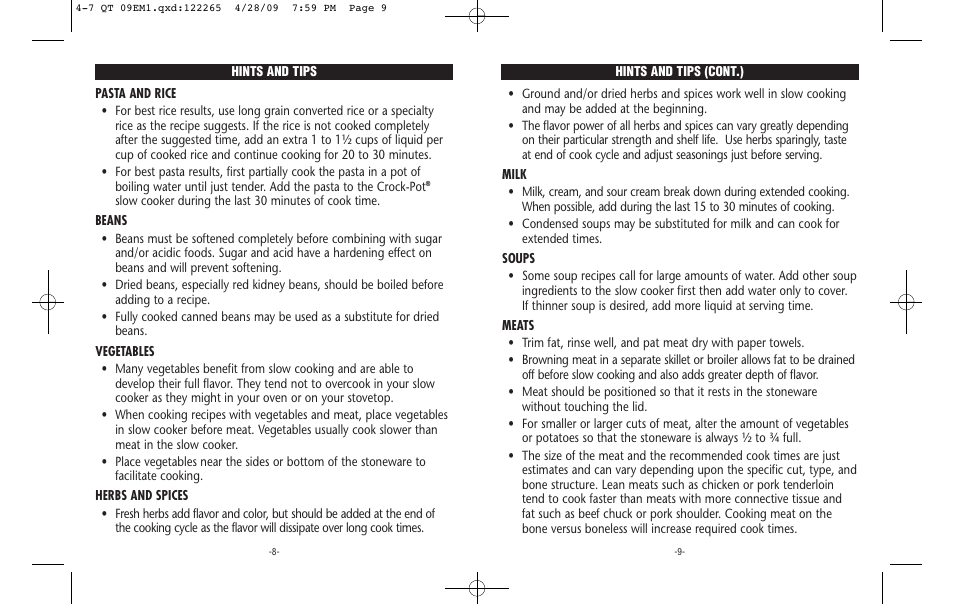 Crock-Pot Classic 4-7 Quart User Manual | Page 5 / 8