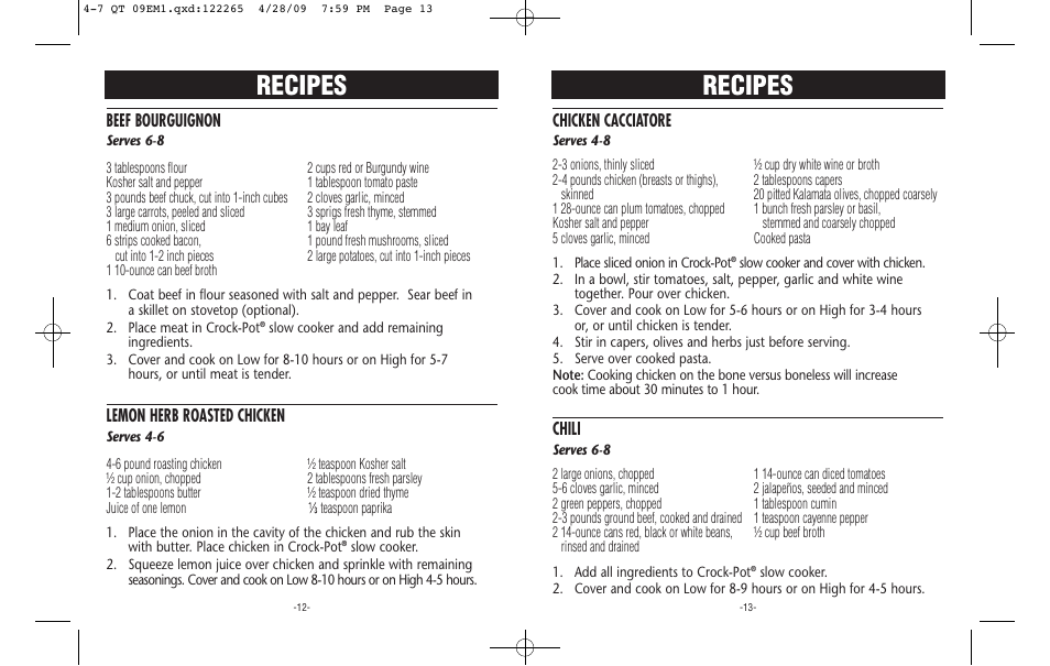 Recipes | Crock-Pot Classic 4-7 Quart User Manual | Page 7 / 8