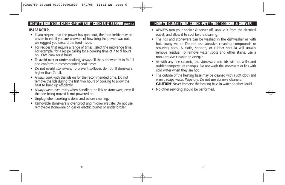 Crock-Pot Trio User Manual | Page 4 / 10