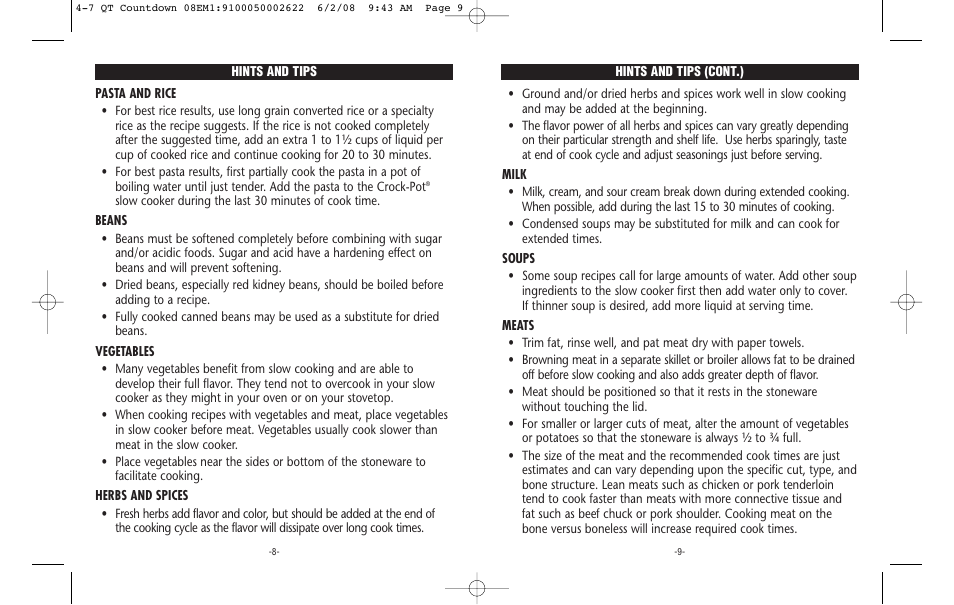 Crock-Pot Countdownn 4-7 Quart User Manual | Page 5 / 8