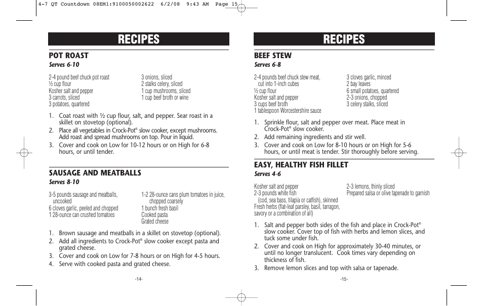 Recipes | Crock-Pot Countdownn 4-7 Quart User Manual | Page 8 / 8