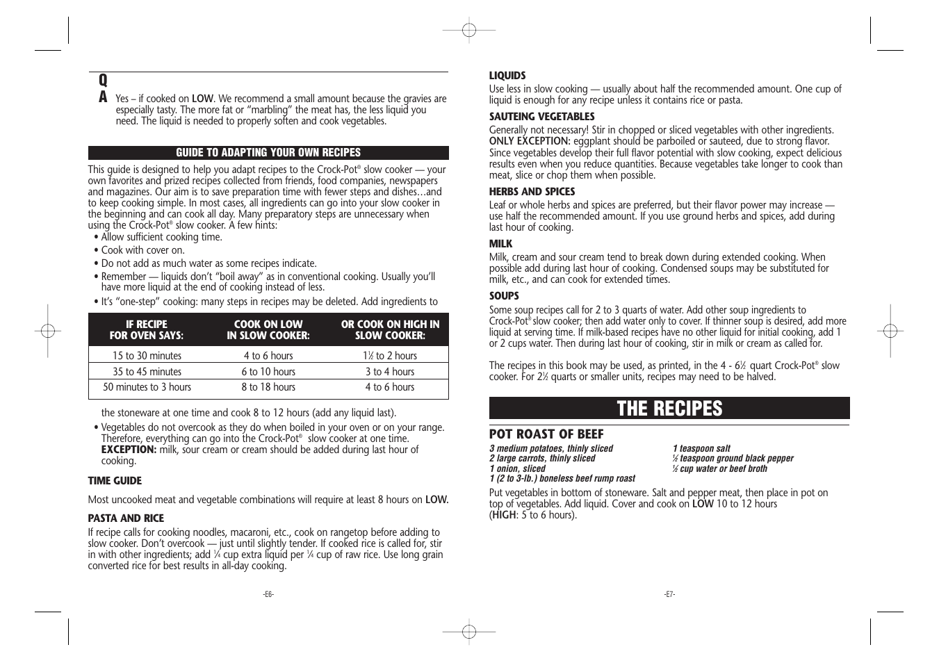 The recipes, Pot roast of beef | Crock-Pot Stoneware User Manual | Page 4 / 9