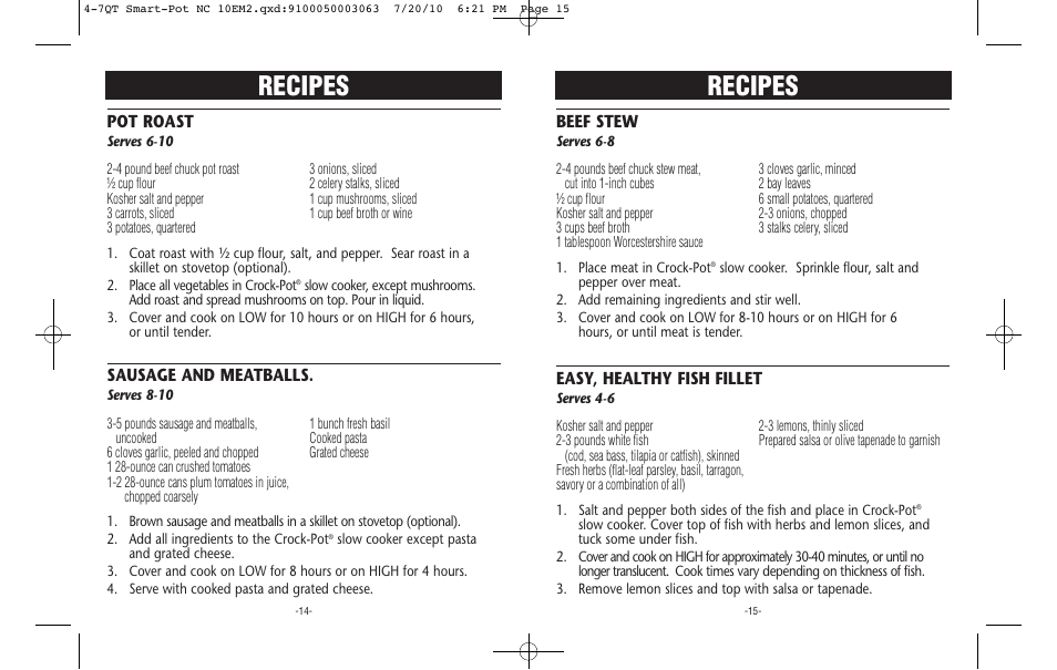 Recipes | Crock-Pot 4-7QT User Manual | Page 8 / 8