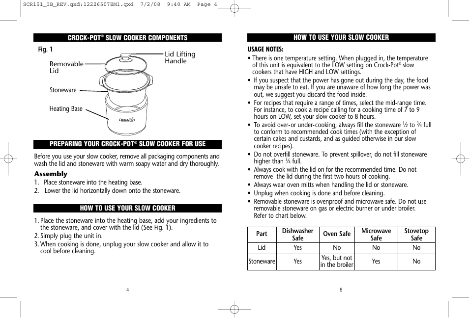 Crock-Pot 1.5 Quart User Manual | Page 3 / 8