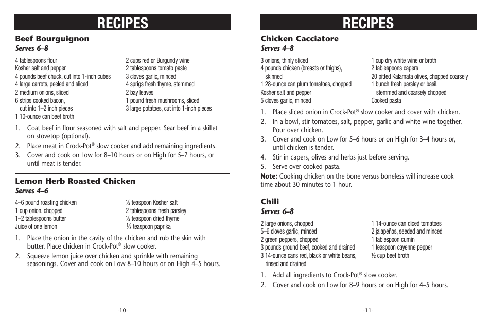 Recipes | Crock-Pot Classic 8 Quart User Manual | Page 6 / 8