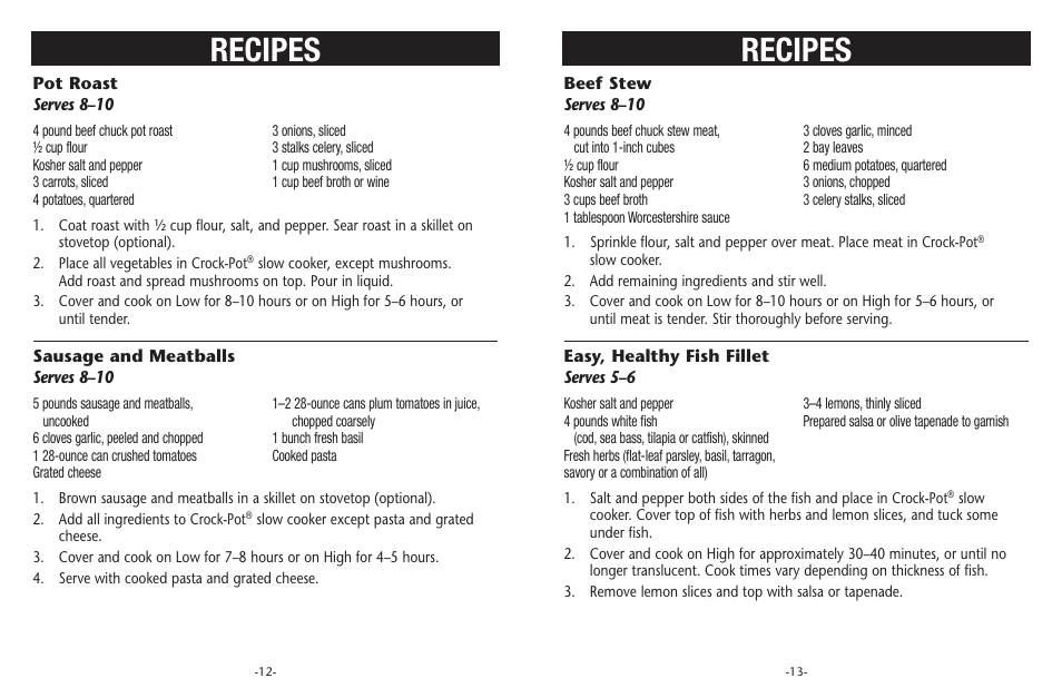 Recipes | Crock-Pot Classic 8 Quart User Manual | Page 7 / 8